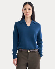 Cashmere Polo Sweater | Deep Lazuli Blue