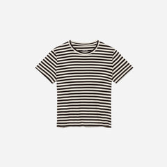 The Box-Cut Tee in Essential Cotton | Sandstone / Black | No Pocket