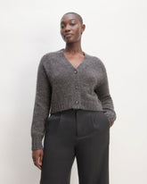The Alpaca V-Neck Cropped Cardigan | Dark Charcoal