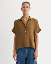 The Boxy Shirt in Washable Silk | Toffee