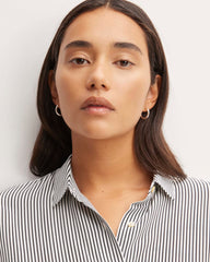 The Boxy Shirt in Washable Silk | Black / White