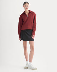 Luxe Fleece Zip Polo | Merlot