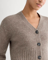 High V Cropped Cardigan in Alpaca | Taupe Melange