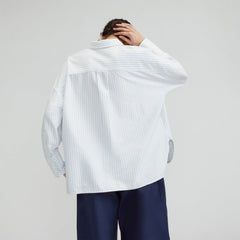 The Boxy Oxford | White / Periwinkle Mini Stripe