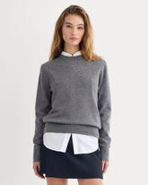 Cashmere Slim Crew Sweater | Heather Charcoal