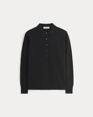 Oversized Polo Sweater in Cotton Merino | Black