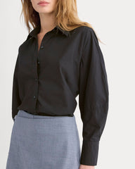 Lantern-Sleeve Shirt in Lightweight Cotton | Black