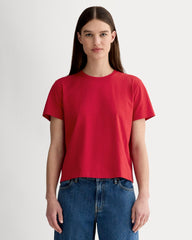The Box-Cut Tee in Essential Cotton | Berry Red | No Pocket