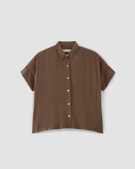 The Boxy Shirt in Washable Silk | Cocoa
