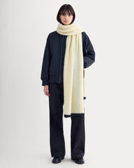 Plush Alpaca Scarf | Bone/ Black