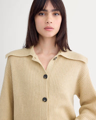 Fisherman Cardigan in Wool Cashmere | Heather Light Camel