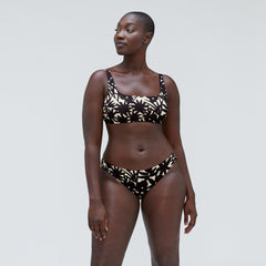 The Bikini Bottom | Black / Canvas Floral