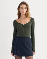 Sweetheart-Neck Top in Butterluxe | Dark Green