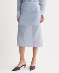 Midi Skirt in Cotton-Silk Organza | Kentucky Blue