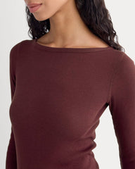 Luxe Rib 3/4 Sleeve Boatneck Tee | Heathered Port Royale