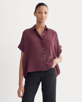 The Boxy Shirt in Washable Silk | Deep Plum