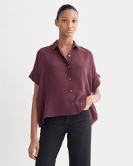 The Boxy Shirt in Washable Silk | Deep Plum