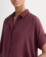 The Boxy Shirt in Washable Silk | Deep Plum