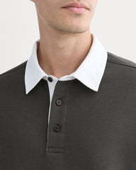 Luxe Fleece Rugby Polo | Washed Black