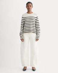 The Boxy Crew in Cashmere | Bone / Black