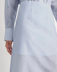Midi Skirt in Cotton-Silk Organza | Kentucky Blue