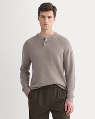 Henley in Wool Cashmere | Light Heathered Taupe