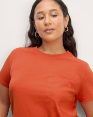 The Box-Cut Tee in Essential Cotton | Poppy Red | Pocket