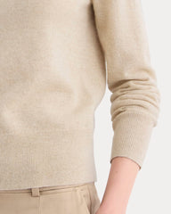 Cashmere Slim Crew Sweater | Heather Light Camel