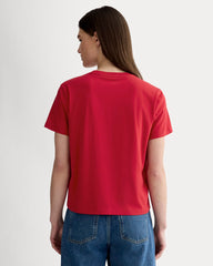 The Box-Cut Tee in Essential Cotton | Berry Red | No Pocket