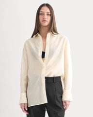 Oversized Shirt in Cotton-Silk Organza | Parchment