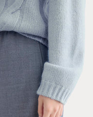Cloud Cable V-Neck Sweater | Forever Blue