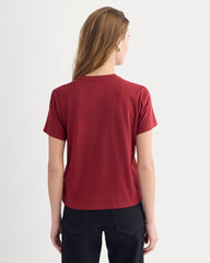The Box-Cut Tee in Essential Cotton | Merlot | Pocket