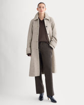 Italian Belted Overcoat | Taupe Herringbone