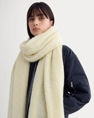 Plush Alpaca Scarf | Bone/ Black