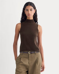Cashmere Funnel-Neck Tank | Dark Chocolate