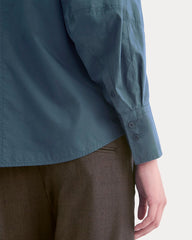 Lantern-Sleeve Shirt in Lightweight Cotton | Deep Lazuli Blue