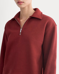 Luxe Fleece Zip Polo | Merlot