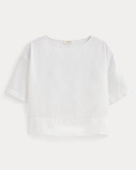 The Boatneck Top in Linen | White