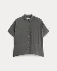 The Boxy Shirt in Washable Silk | Graphite