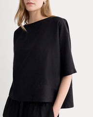 The Boatneck Top in Linen | Black