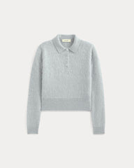Lush Cashmere Cropped Polo Sweater | Sanderling Gray
