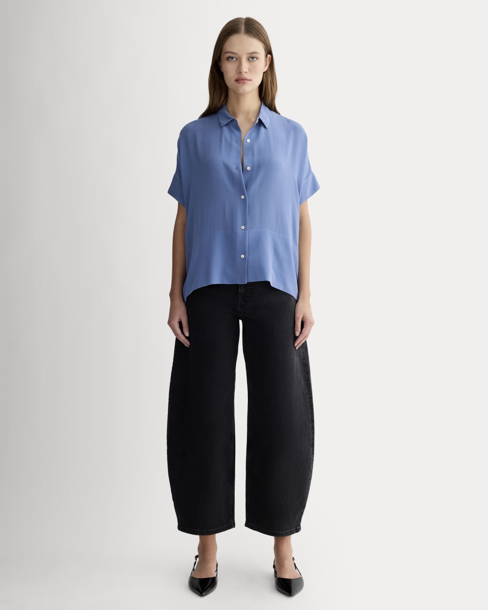 The Boxy Shirt in Washable Silk | French Blue