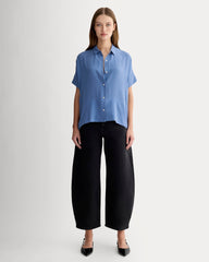 The Boxy Shirt in Washable Silk | French Blue