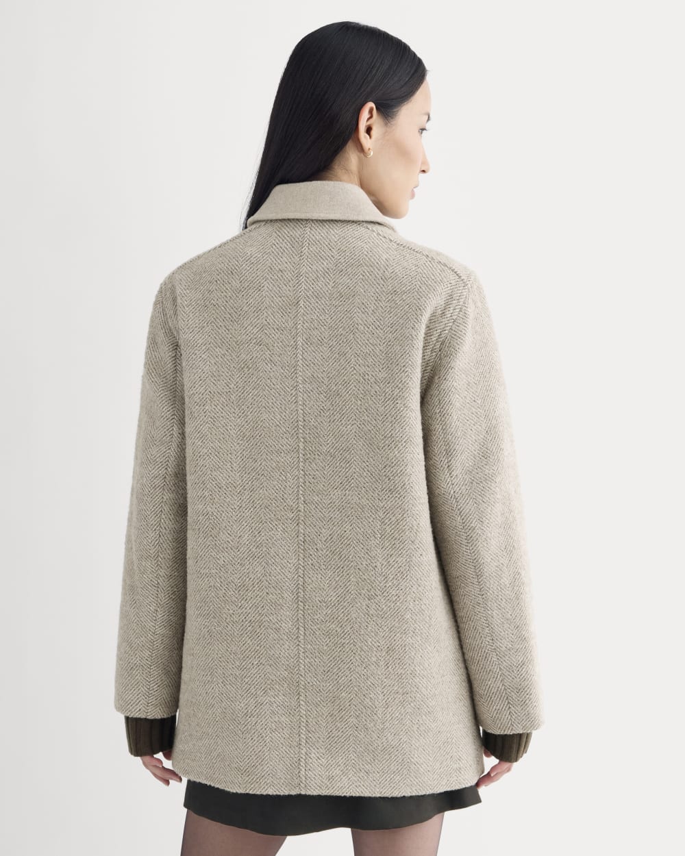 Italian Car Coat | Taupe Herringbone