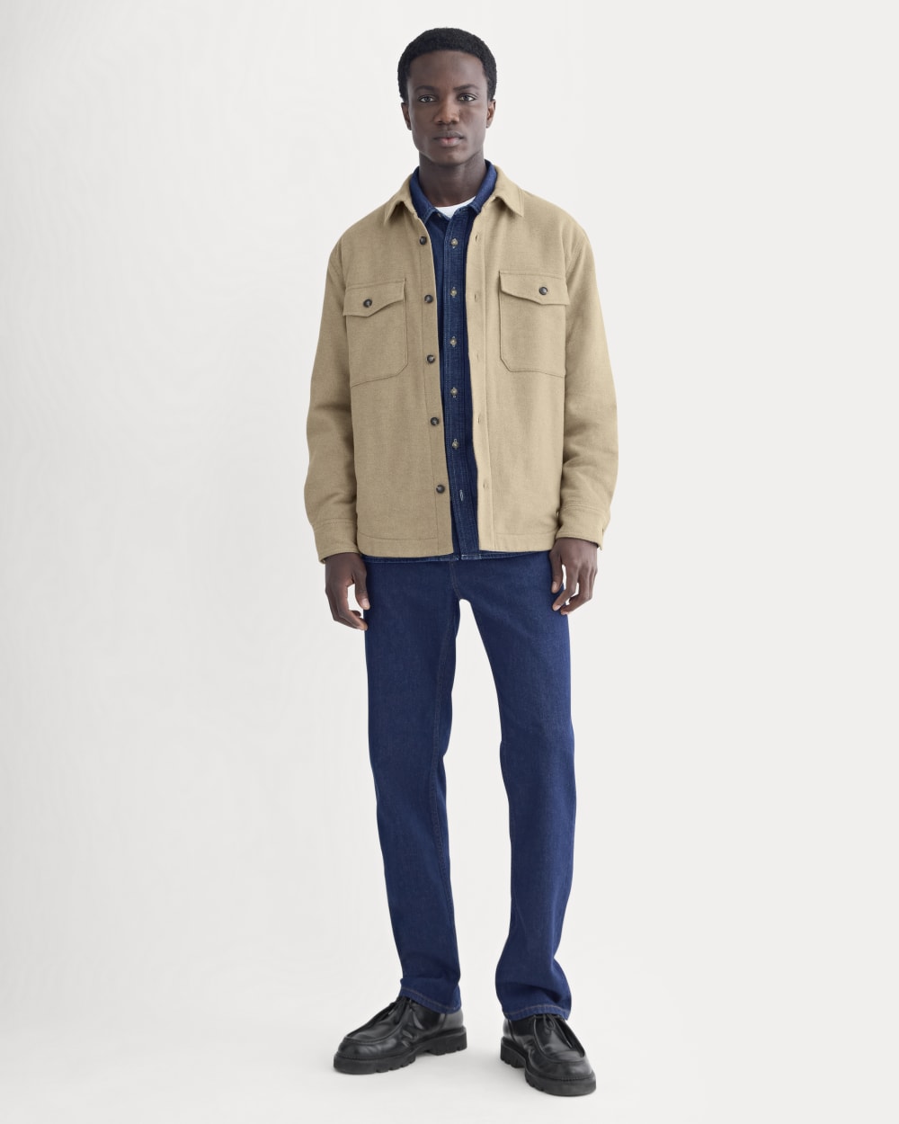 Heavyweight Waffle Twill Overshirt | Dark Heathered Camel