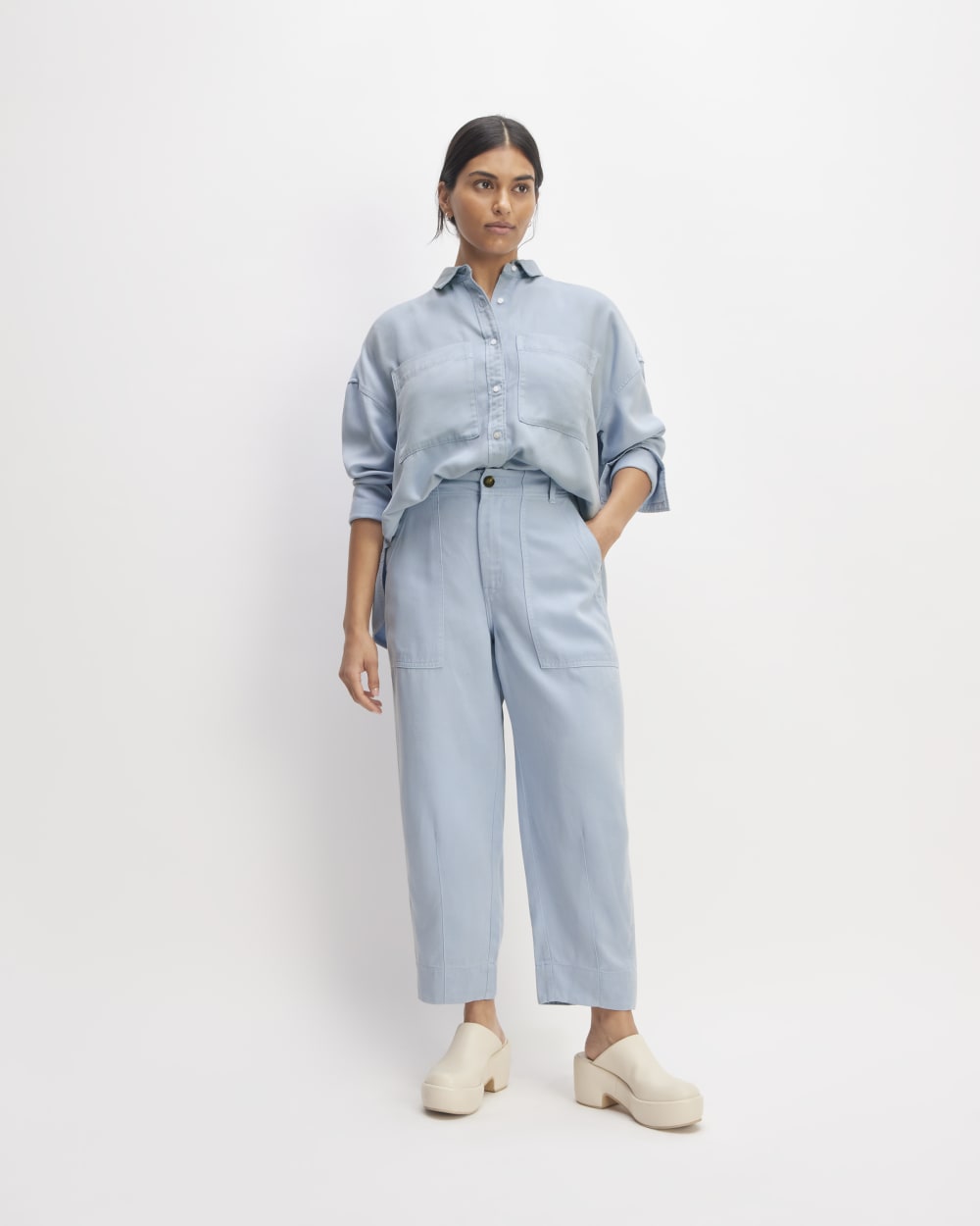 The Boxy Overshirt in Buttersoft | Chambray Blue