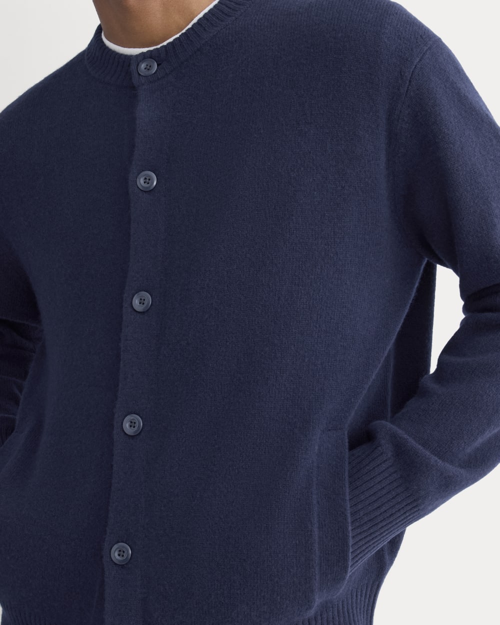 Luxe Merino Crew Cardigan | Deep Navy