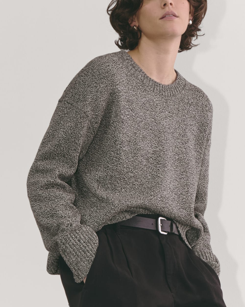 The Boxy Sweater in Everyday Cotton | Canvas / Black Twist