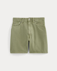 The A-Line Denim Short | Neutral Oil Green