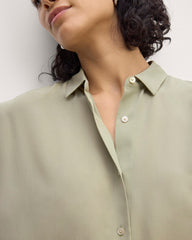 The Boxy Shirt in Washable Silk | Seagrass